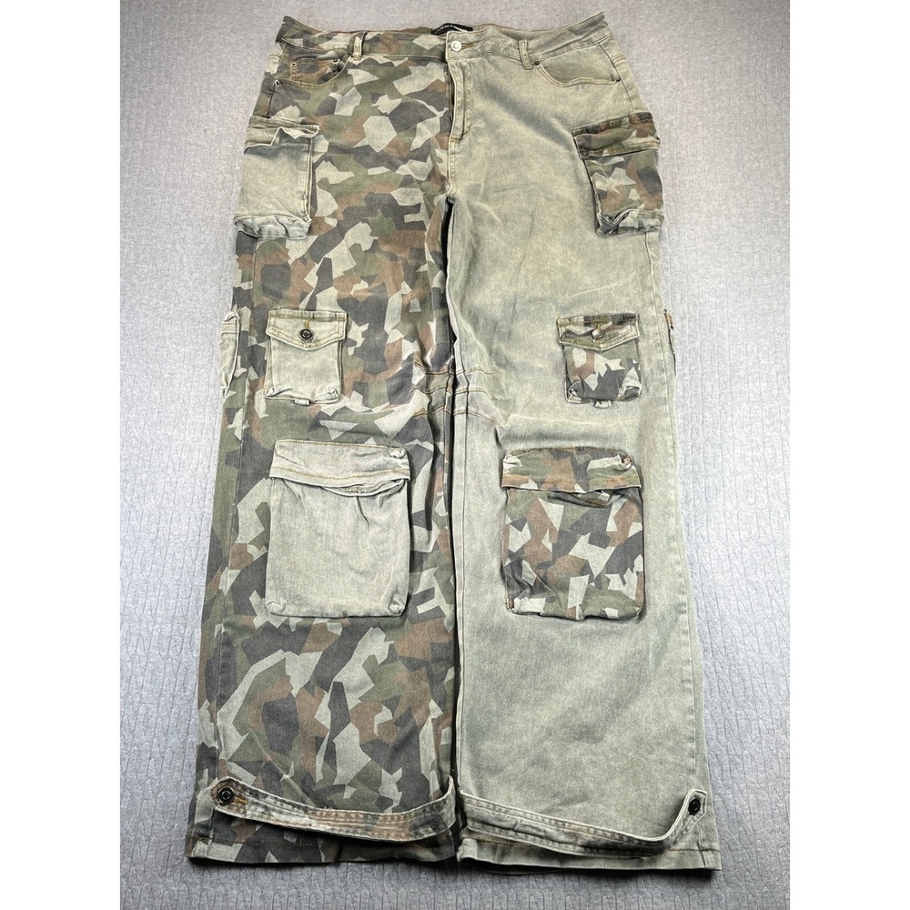 vintage Baggy wide leg Camo Cargo women 2X 39X33 high-rise‎ hip-hop jeansGrunge